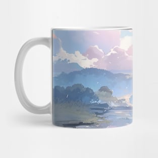 Sunset Landscape Lake Mountain Nature Anime Mug